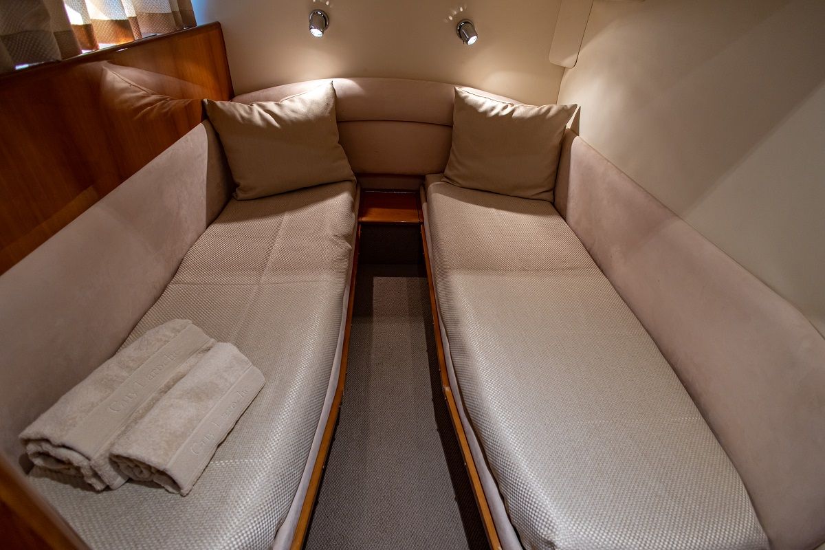 Cabin on Carina, a Princess Yachts Princess 45 motorboat at Athens, Greece