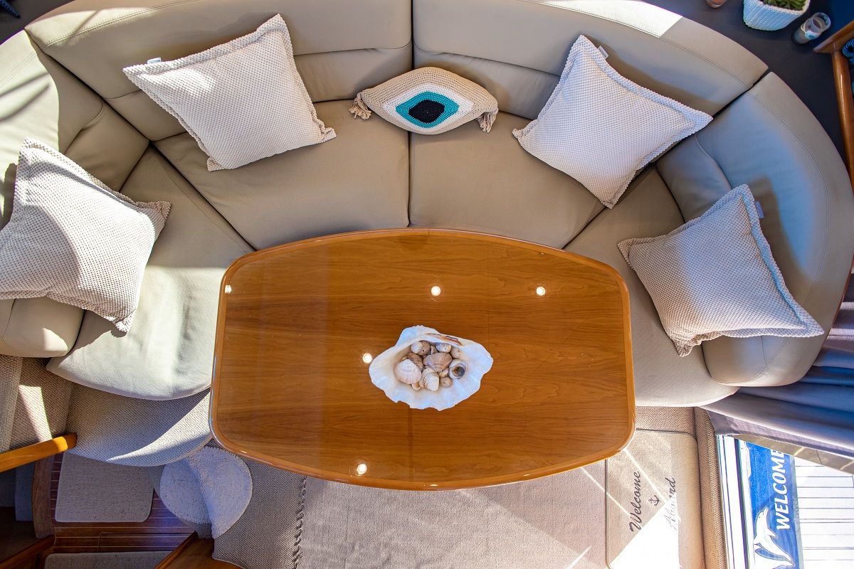 Salon of Carina, a Princess Yachts Princess 45 motorboat at Athens, Greece