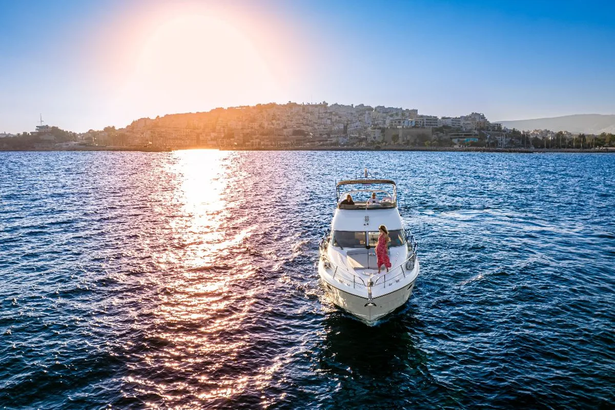 Exterior view of Carina, a Princess Yachts Princess 45 motorboat at Athens, Greece