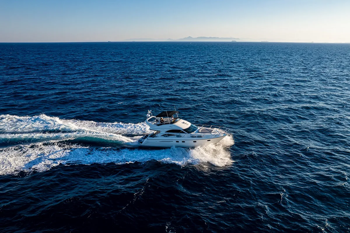 Exterior view of Carina, a Princess Yachts Princess 45 motorboat at Athens, Greece
