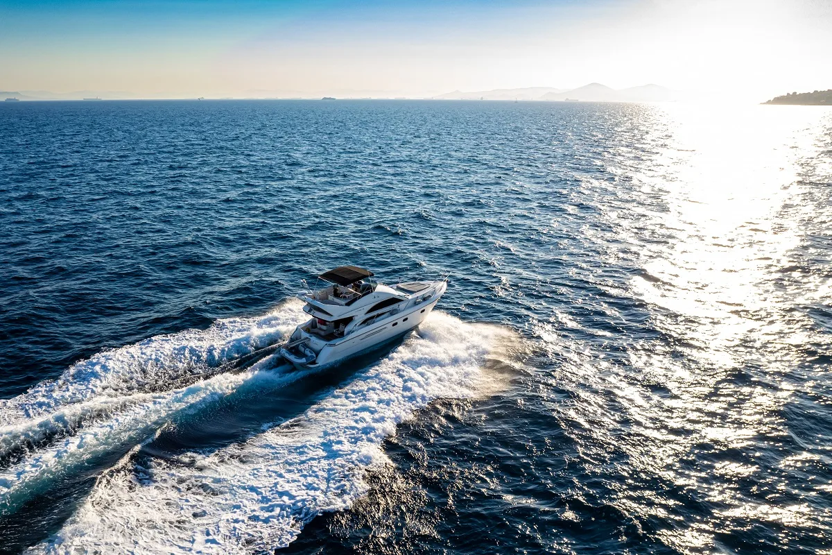 Exterior view of Carina, a Princess Yachts Princess 45 motorboat at Athens, Greece