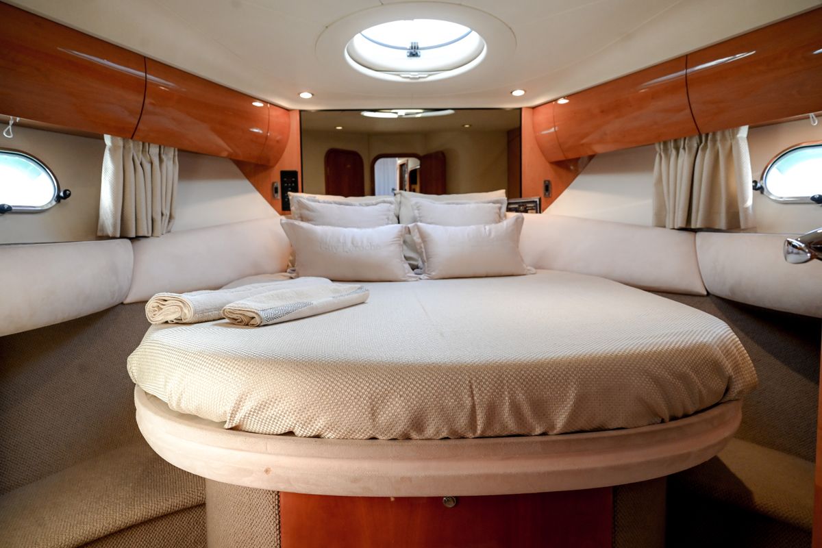 Cabin on Carina, a Princess Yachts Princess 45 motorboat at Athens, Greece