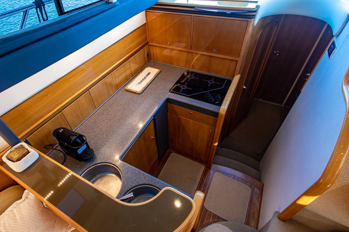 Galley of Carina, a Princess Yachts Princess 45 motorboat at Athens, Greece