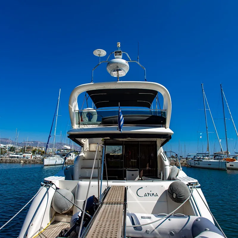 Deck of Carina, a Princess Yachts Princess 45 motorboat at Athens, Greece