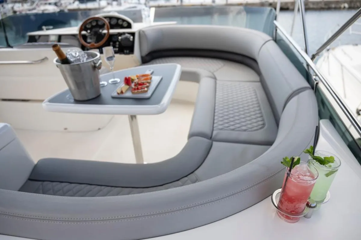 Deck of Carina, a Princess Yachts Princess 45 motorboat at Athens, Greece