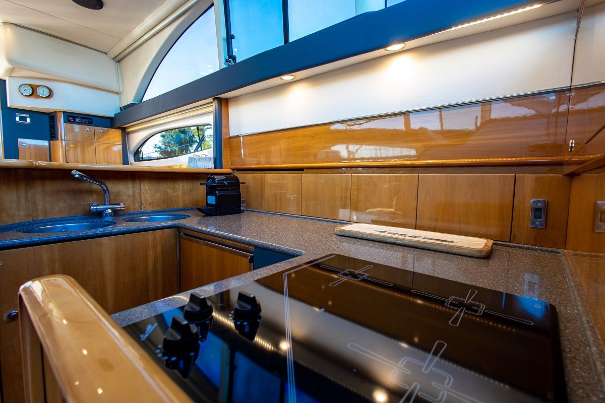 Galley of Carina, a Princess Yachts Princess 45 motorboat at Athens, Greece