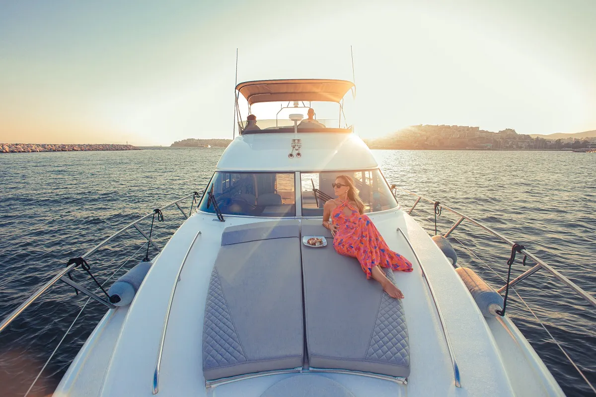 Exterior view of Carina, a Princess Yachts Princess 45 motorboat at Athens, Greece