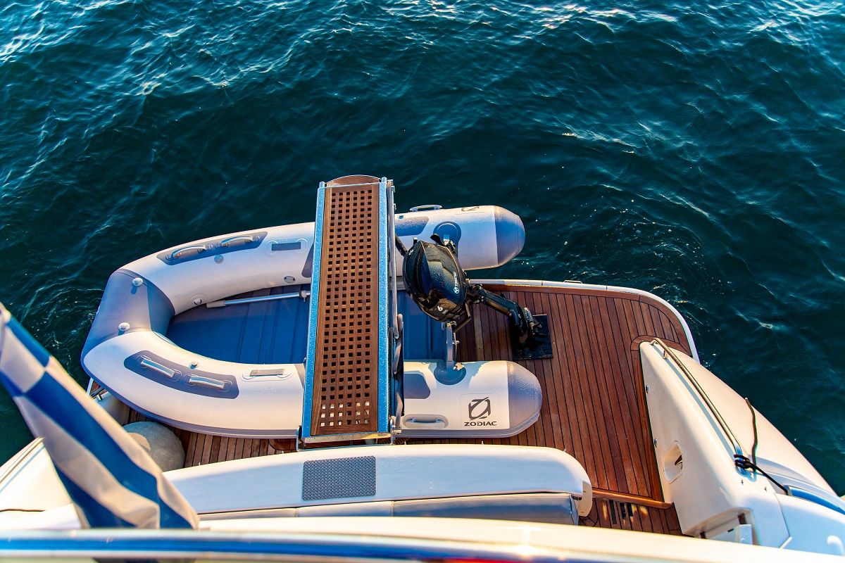 Deck of Carina, a Princess Yachts Princess 45 motorboat at Athens, Greece