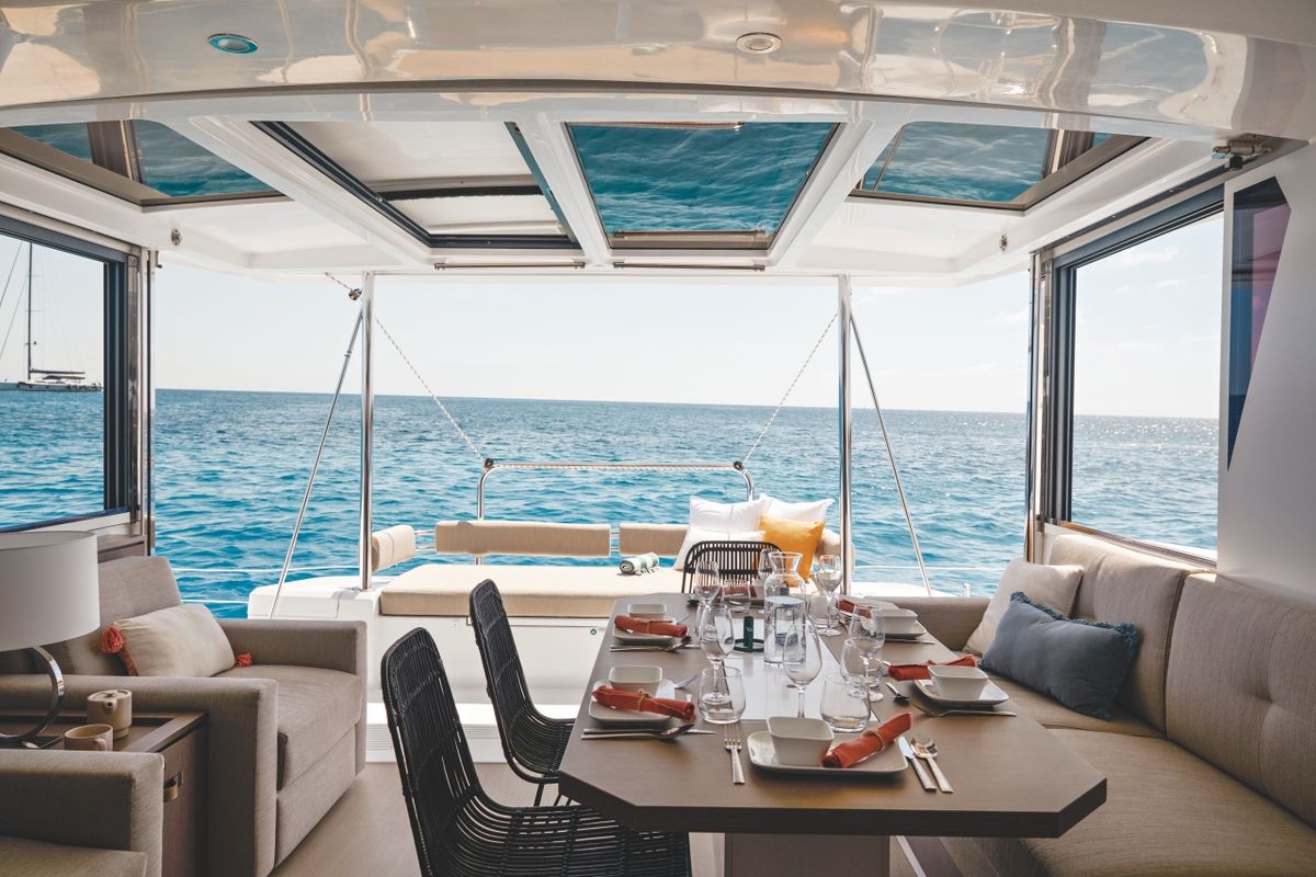 Salon of Zinfandel, a Bali 4.2 catamaran at Pirovac, Croatia