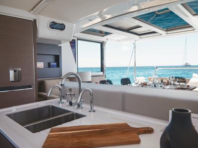 Galley of Zinfandel, a Bali 4.2 catamaran at Pirovac, Croatia