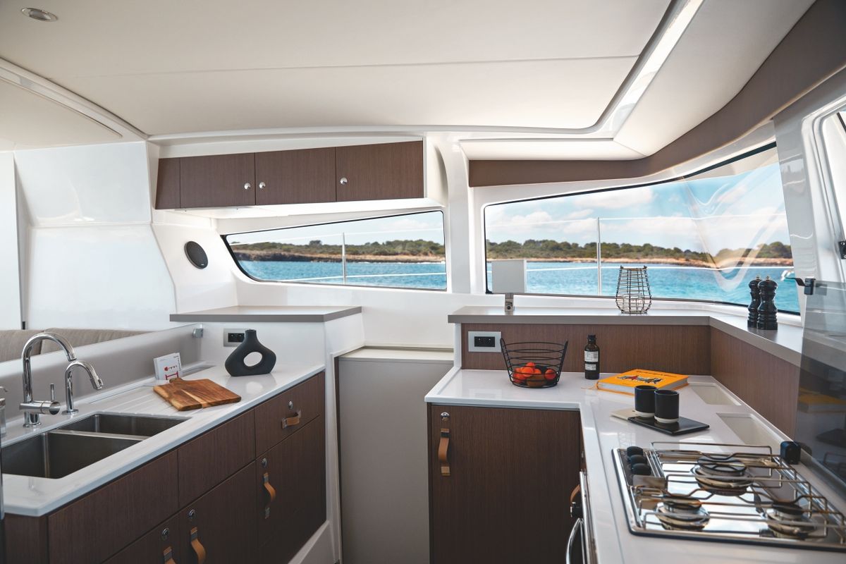 Galley of Zinfandel, a Bali 4.2 catamaran at Pirovac, Croatia