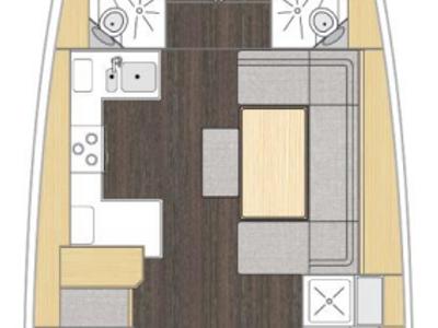 Floor plan of Felicia, a Bavaria C46 sailboat at Fethiye, Turkey