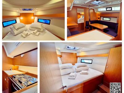Salon of Stella Familia, a Bavaria C38 sailboat at Zadar, Croatia