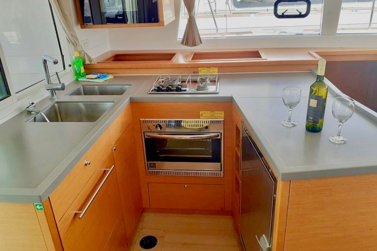 Galley of BAGIRA, a Lagoon 450 catamaran at Grad Šibenik, Croatia
