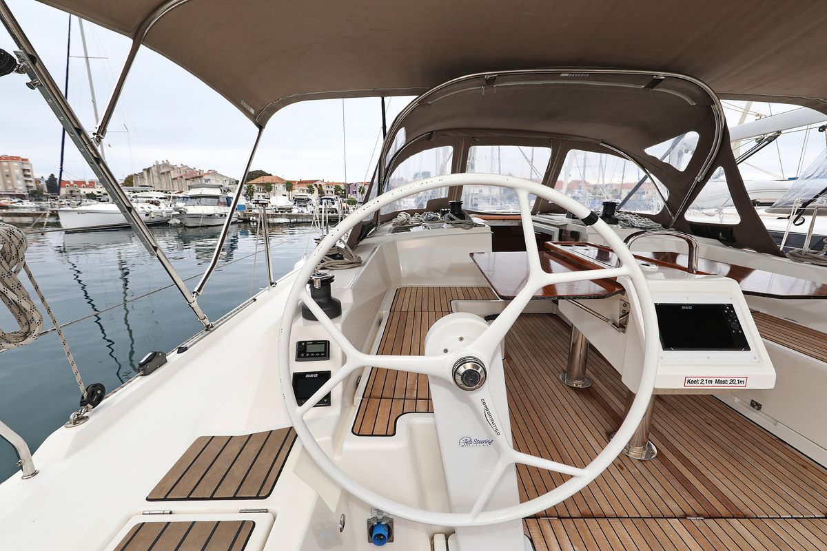 Cockpit of Maupiti, a Bavaria C42 sailboat at Grad Biograd na Moru, Croatia