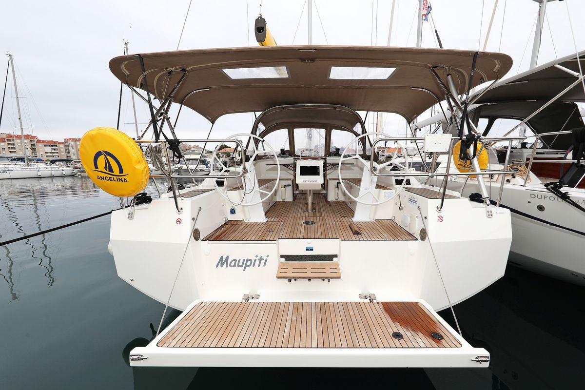 Cockpit of Maupiti, a Bavaria C42 sailboat at Grad Biograd na Moru, Croatia