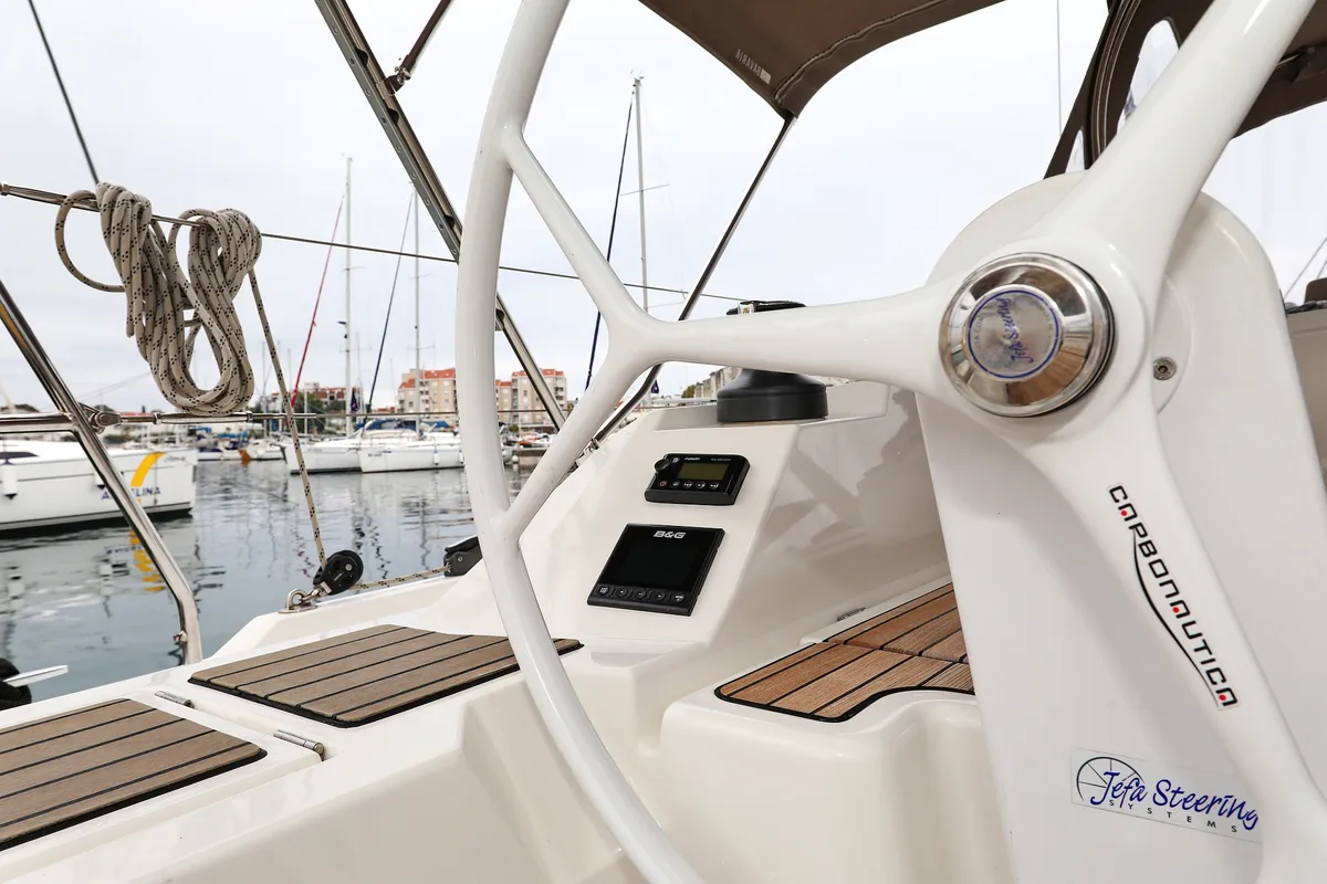 Cockpit of Maupiti, a Bavaria C42 sailboat at Grad Biograd na Moru, Croatia