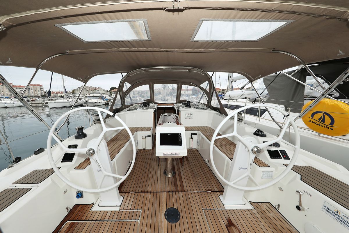 Cockpit of Maupiti, a Bavaria C42 sailboat at Grad Biograd na Moru, Croatia
