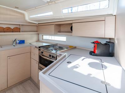 Galley of Oneiros - Comfort line, a Beneteau Oceanis 40.1 sailboat at Olbia, Italy
