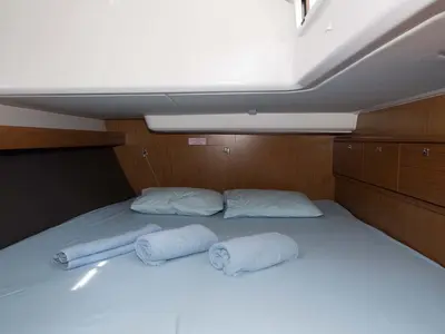 Cabin on ENJOY, a Bavaria Cruiser 56 sailboat at Gdańsk, Poland