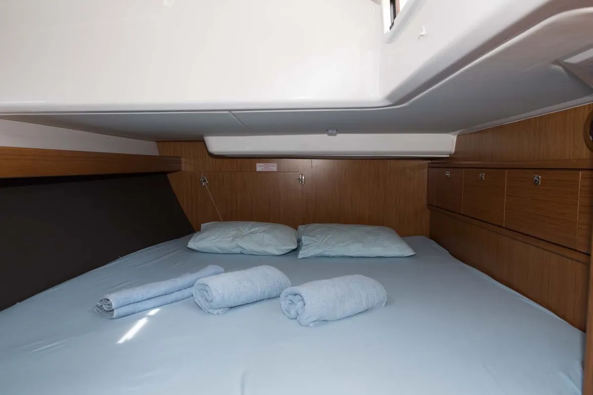 Cabin on ENJOY, a Bavaria Cruiser 56 sailboat at Gdańsk, Poland