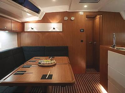 Salon of ENJOY, a Bavaria Cruiser 56 sailboat at Gdańsk, Poland
