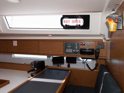 Salon of ENJOY, a Bavaria Cruiser 56 sailboat at Gdańsk, Poland
