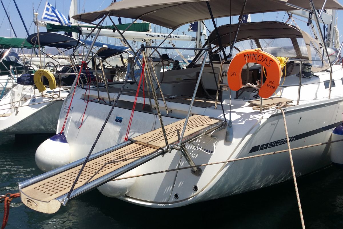 Exterior view of ENJOY, a Bavaria Cruiser 56 sailboat at Gdańsk, Poland