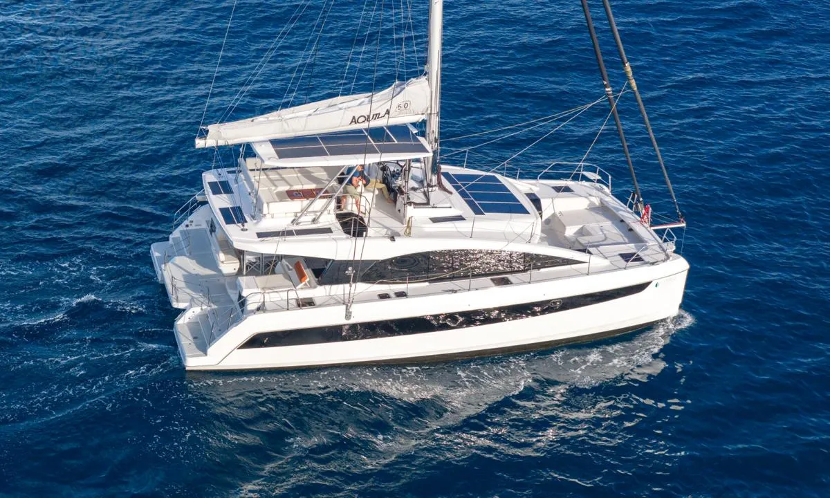 Exterior view of Renegade, a Aquila Yachts Aquila 50 Sail catamaran at Parham Town, British Virgin Islands