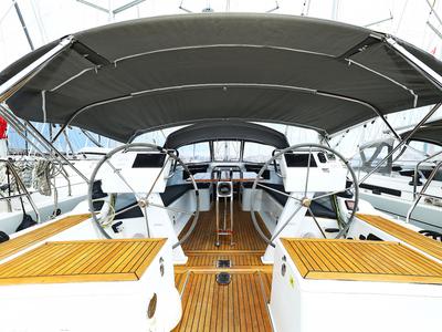 Cockpit of Seaway, a Hanse Yachts Hanse 455 sailboat at Grad Biograd na Moru, Croatia