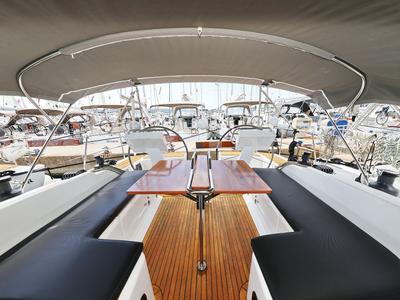 Deck of Seaway, a Hanse Yachts Hanse 455 sailboat at Grad Biograd na Moru, Croatia