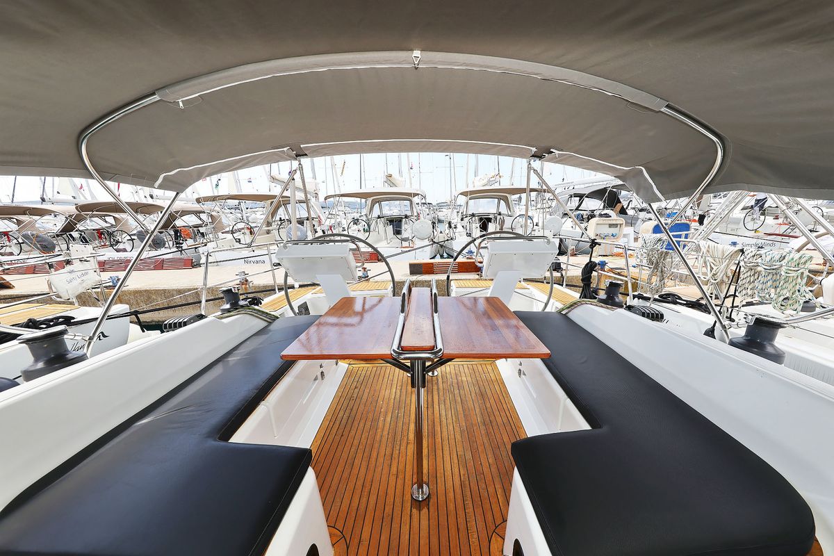 Deck of Seaway, a Hanse Yachts Hanse 455 sailboat at Grad Biograd na Moru, Croatia