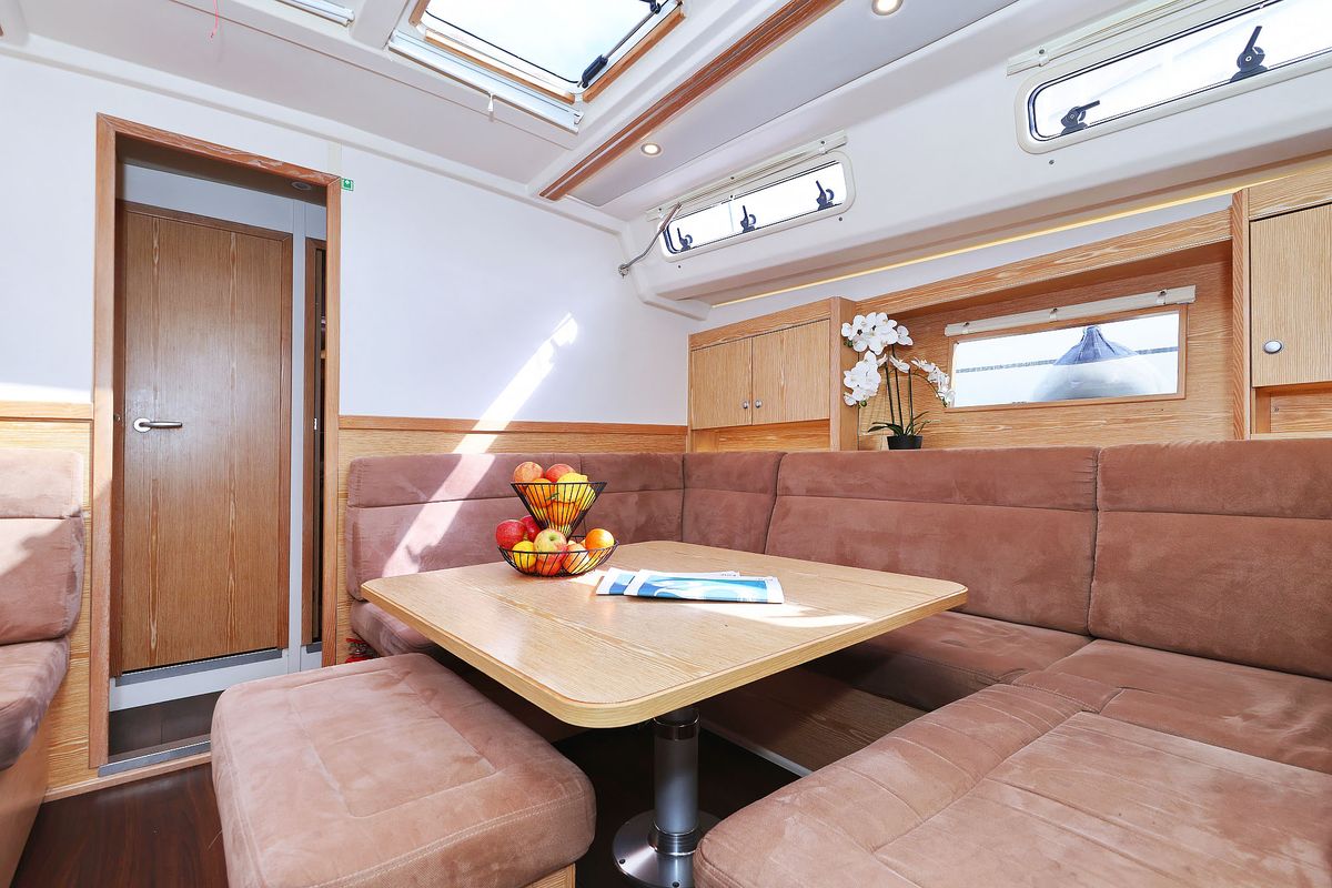 Salon of Seaway, a Hanse Yachts Hanse 455 sailboat at Grad Biograd na Moru, Croatia