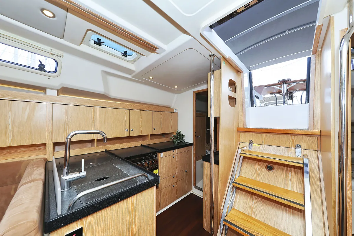 Galley of Seaway, a Hanse Yachts Hanse 455 sailboat at Grad Biograd na Moru, Croatia