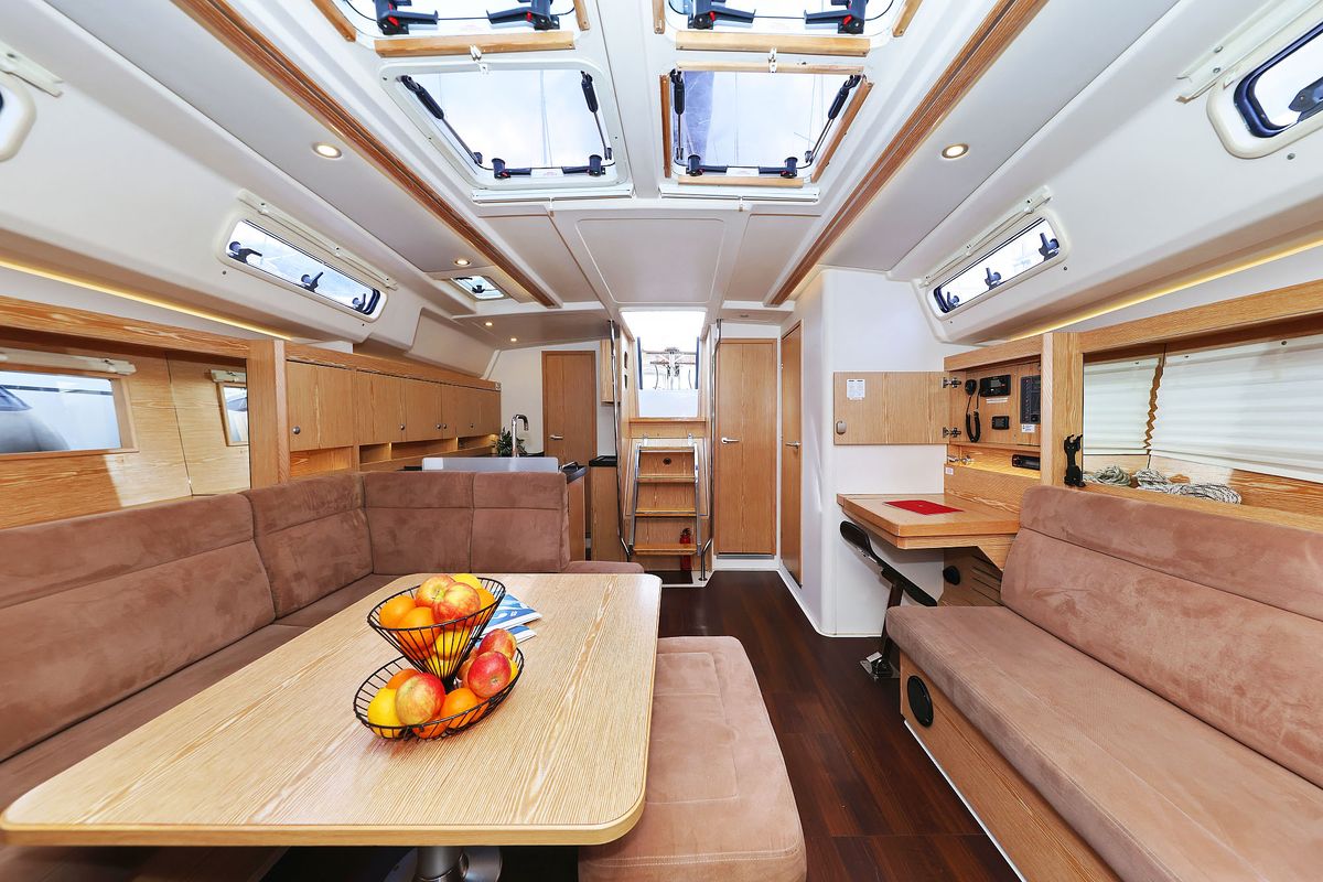 Salon of Seaway, a Hanse Yachts Hanse 455 sailboat at Grad Biograd na Moru, Croatia