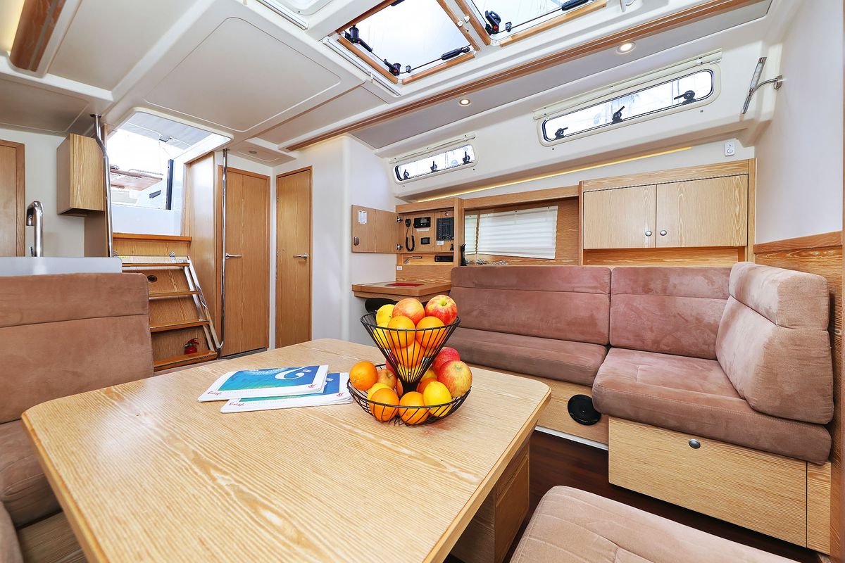 Salon of Seaway, a Hanse Yachts Hanse 455 sailboat at Grad Biograd na Moru, Croatia