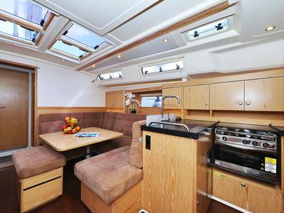 Galley of Seaway, a Hanse Yachts Hanse 455 sailboat at Grad Biograd na Moru, Croatia