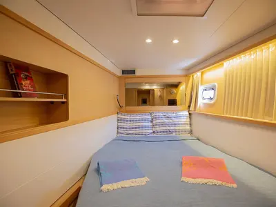 Cabin on La Luna, a Lagoon 450 catamaran at Fethiye, Turkey