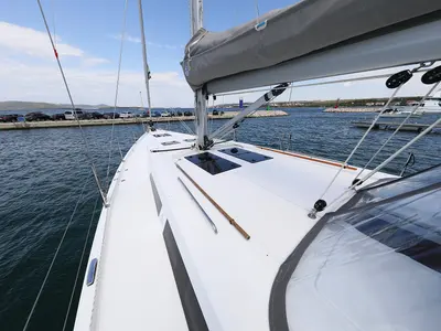 Galley of Cosmopolitan, a Hanse Yachts Hanse 508 sailboat at Grad Biograd na Moru, Croatia