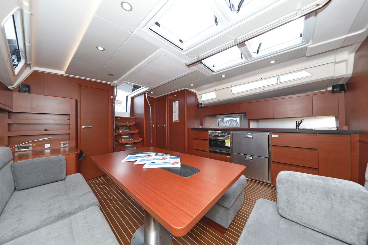 Salon of Cosmopolitan, a Hanse Yachts Hanse 508 sailboat at Grad Biograd na Moru, Croatia