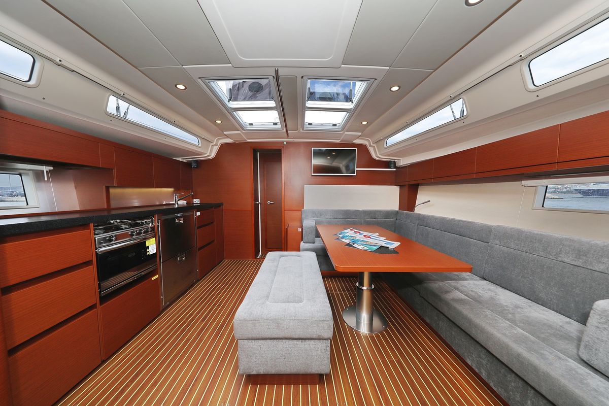 Salon of Cosmopolitan, a Hanse Yachts Hanse 508 sailboat at Grad Biograd na Moru, Croatia