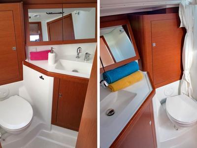 Head on Nausicaa, a Beneteau Oceanis 45 sailboat at Bocca di Magra, Italy