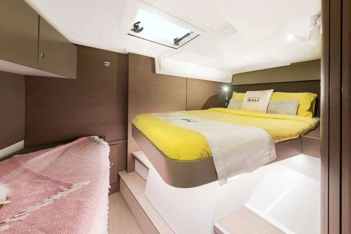 Cabin on Orca, a Bali Catspace catamaran at Lavreotiki Municipal Unit, Greece