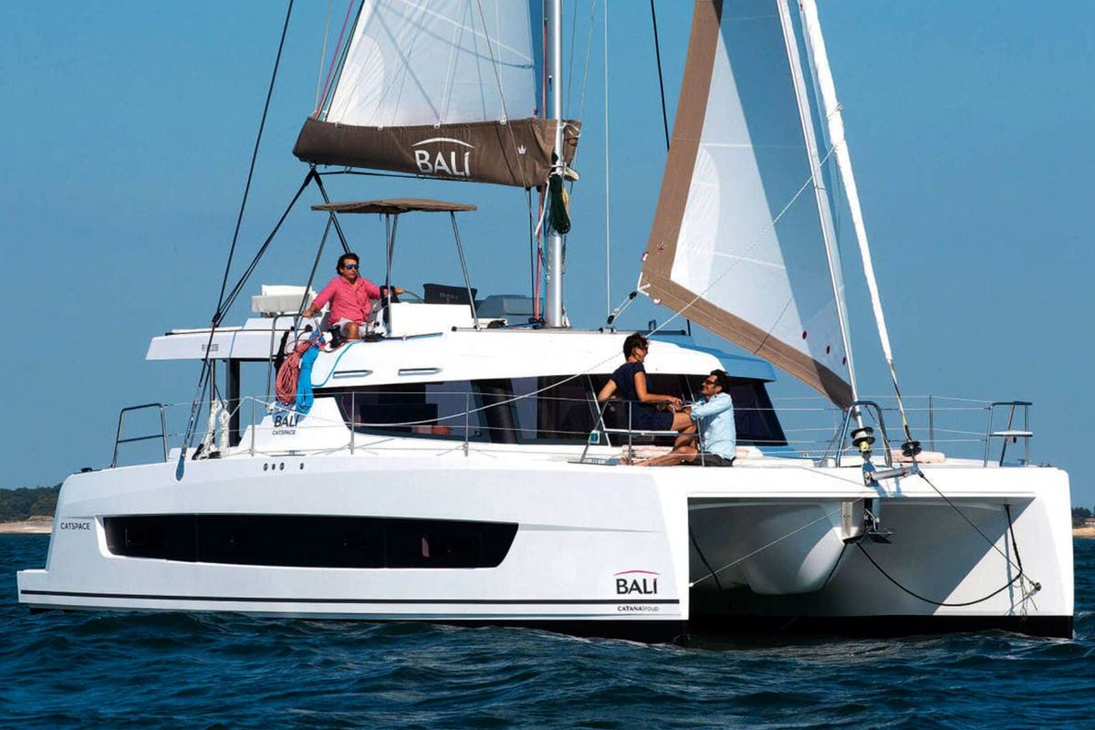 Exterior view of Orca, a Bali Catspace catamaran at Lavreotiki Municipal Unit, Greece