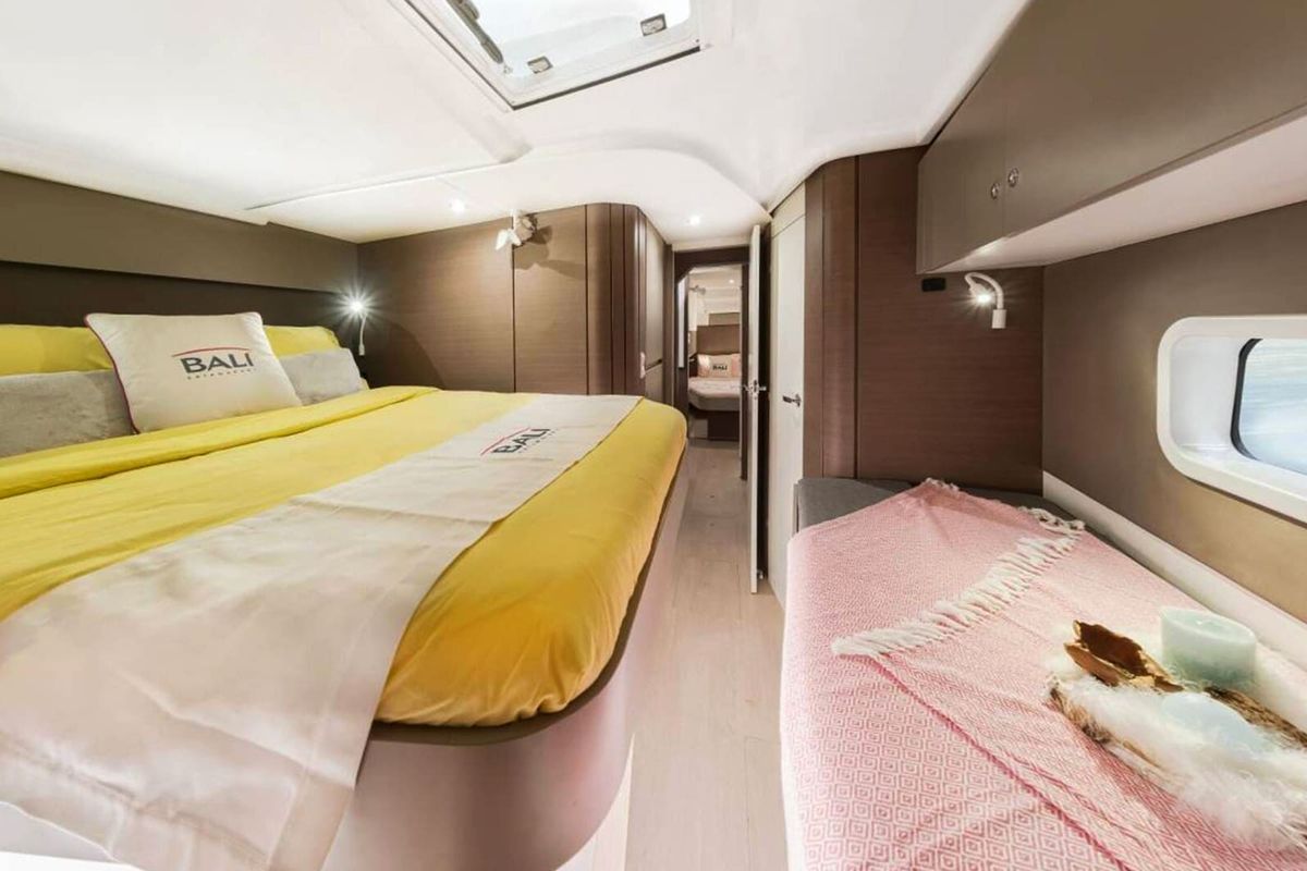 Cabin on Orca, a Bali Catspace catamaran at Lavreotiki Municipal Unit, Greece