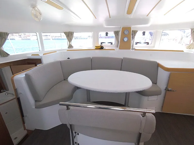 Salon of My Elisabeth, a Lagoon 380 catamaran at Municipal Unit of Rhodes, Greece