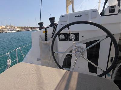 Cockpit of My Elisabeth, a Lagoon 380 catamaran at Municipal Unit of Rhodes, Greece