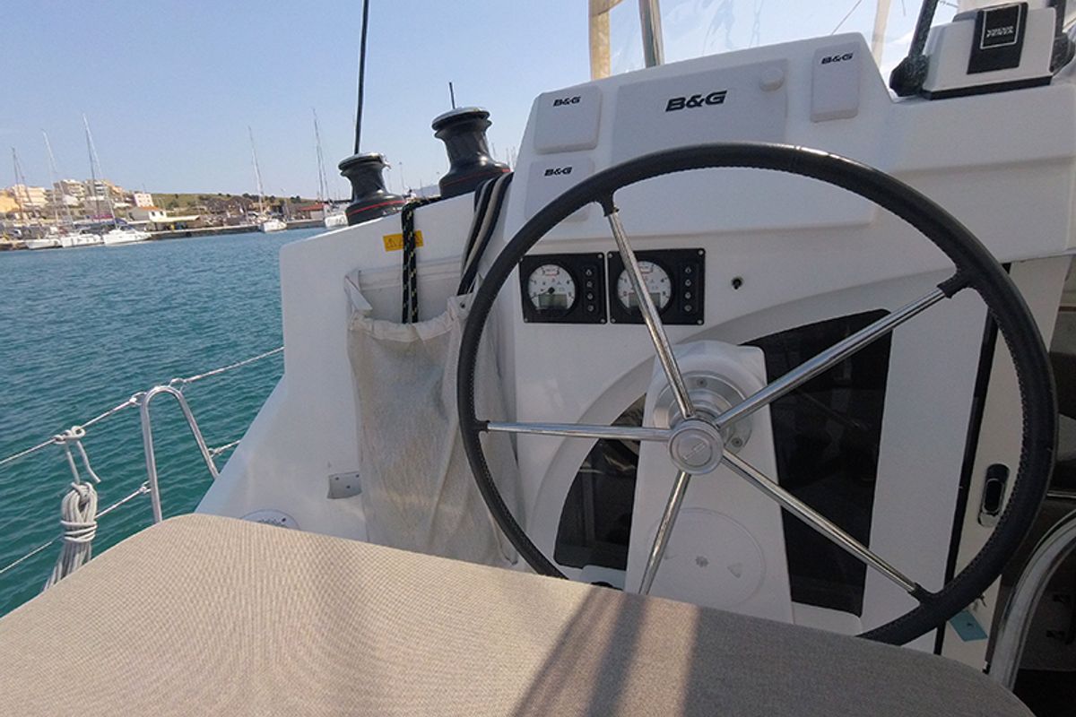 Cockpit of My Elisabeth, a Lagoon 380 catamaran at Municipal Unit of Rhodes, Greece