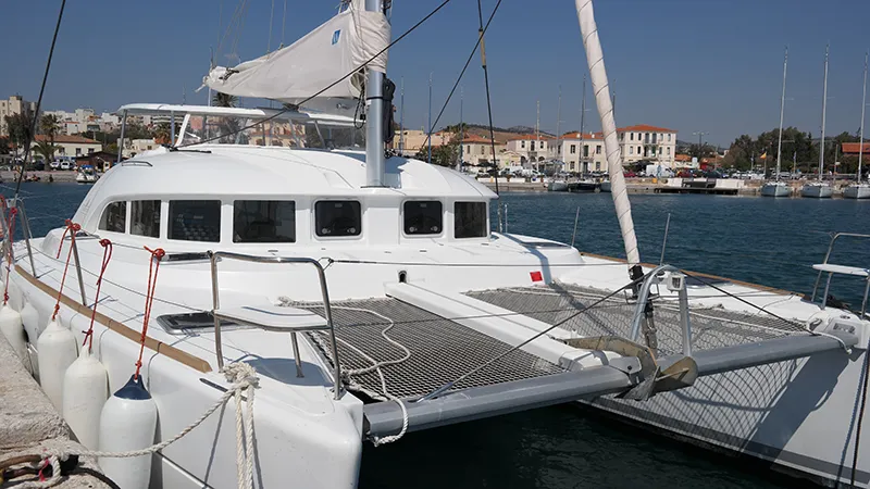 Exterior view of My Elisabeth, a Lagoon 380 catamaran at Municipal Unit of Rhodes, Greece