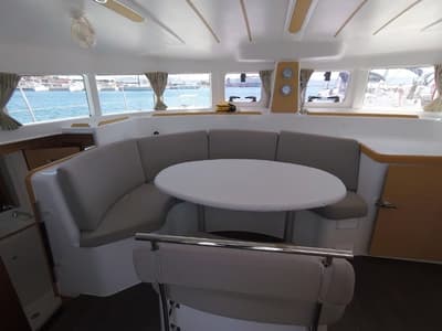 Salon of My Elisabeth, a Lagoon 380 catamaran at Municipal Unit of Rhodes, Greece